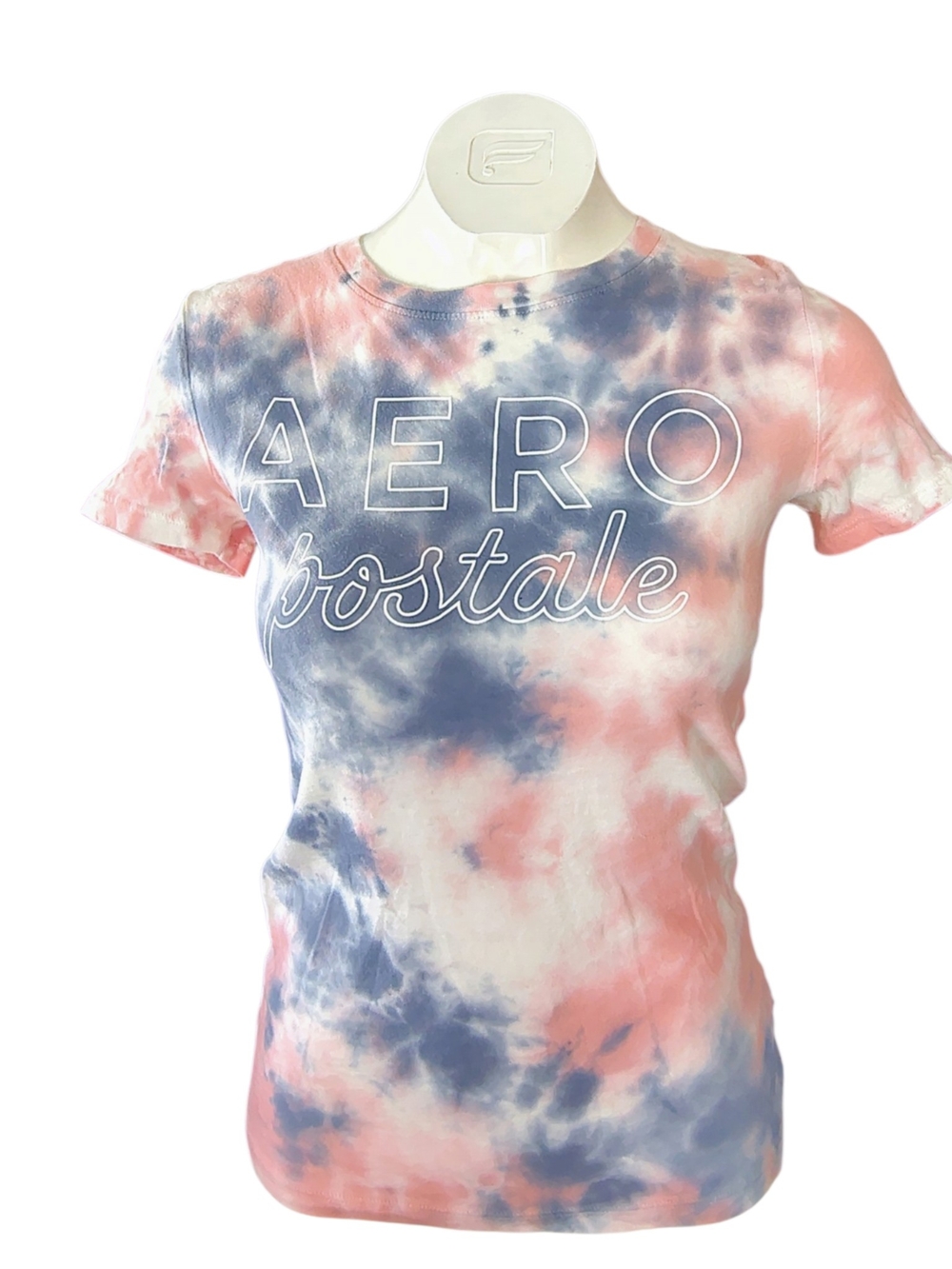 Aeropostale Women's Pink & Blue Tie-Dye Logo Tee